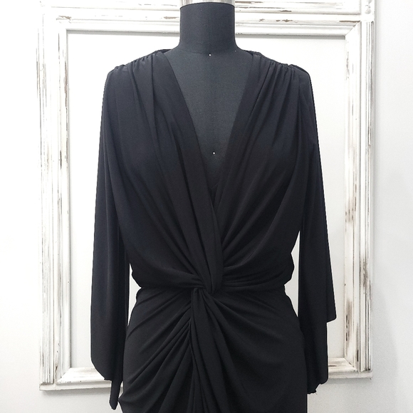 Misa Los Angeles Draped Teget Fluid Stretch Witchycore Dress - Picture 4 of 13